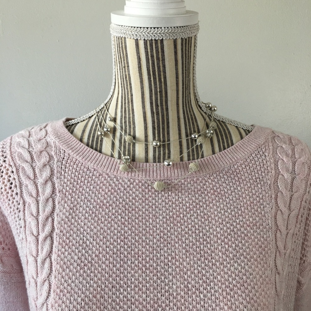 American Eagle Cable Knit Pink Ombré Sweater M - Picture 2 of 13